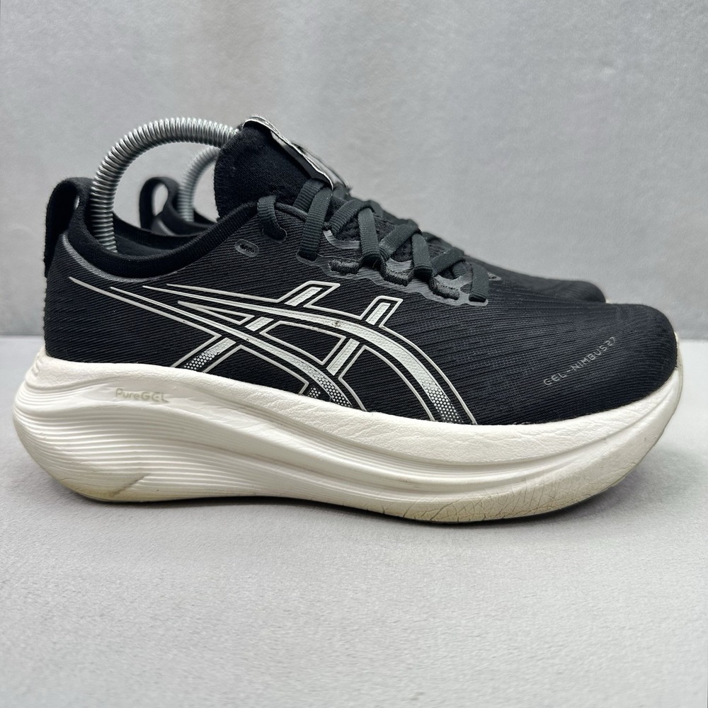 Womens Size 7 ASICS Gel-Nimbus 27 Shoes Black / White Athletic Running Sneakers